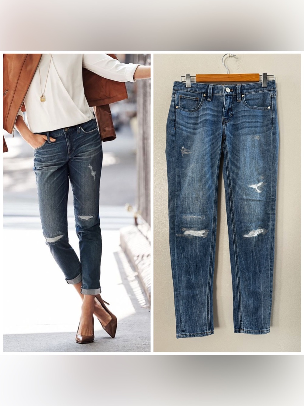 White House Black Market Girlfriend Distressed Jeans size 0